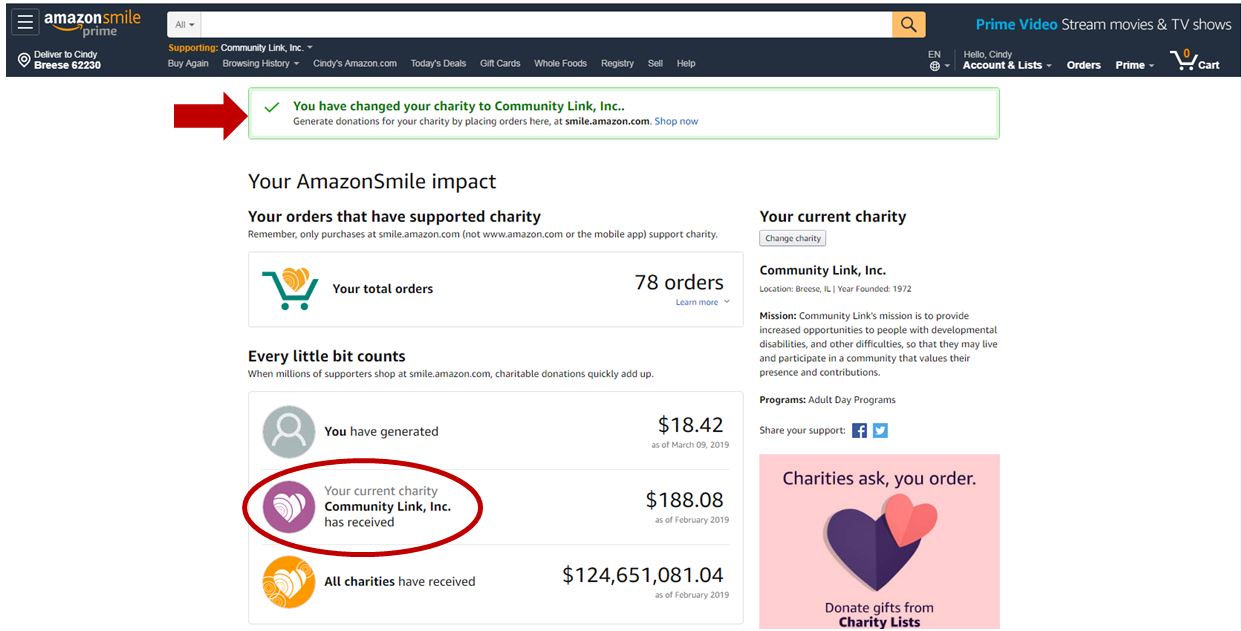 Amazon Smile Community Link